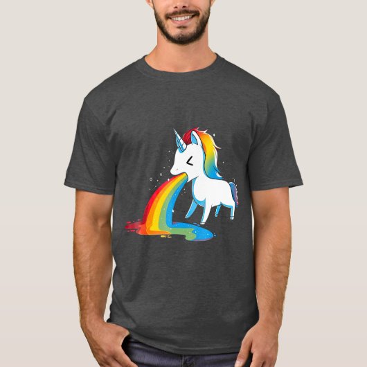 Unicorn Puking Rainbows Graphic Funny Rainbow T-Shirt (Vorderseite)