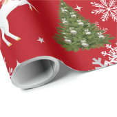 Unicorn Pulling Santa's Sleigh Snow Personalized  Geschenkpapier (Rolleneckpunkt)
