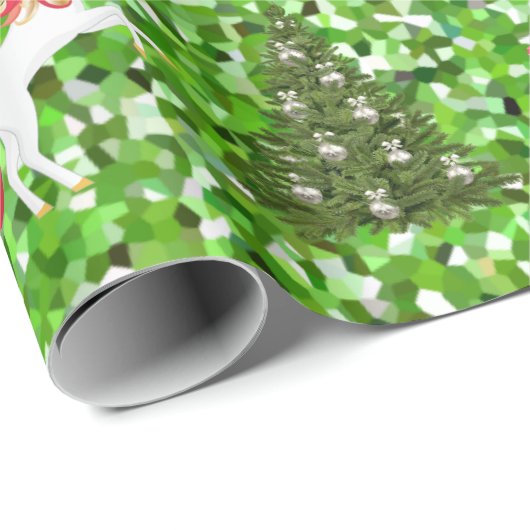Unicorn Pulling Santa's Sleigh Weihnachtsbäume Geschenkpapier (Rolleneckpunkt)