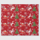 Unicorn Pulling Santa's Sleigh Xmas Gifts Snow Geschenkpapier (Flach)
