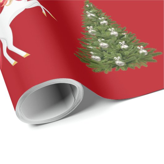 Unicorn Pulling Weihnachts-Weihnachtsgeschenke für Geschenkpapier (Rolleneckpunkt)