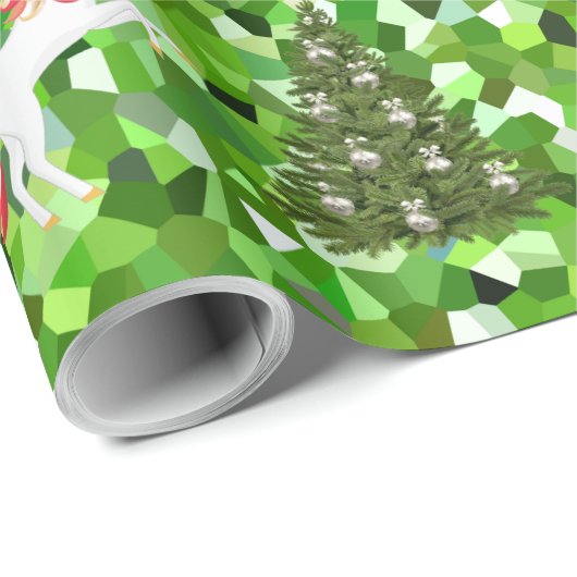 Unicorn Pulling Weihnachts-Weihnachtsgeschenke Geschenkpapier (Rolleneckpunkt)