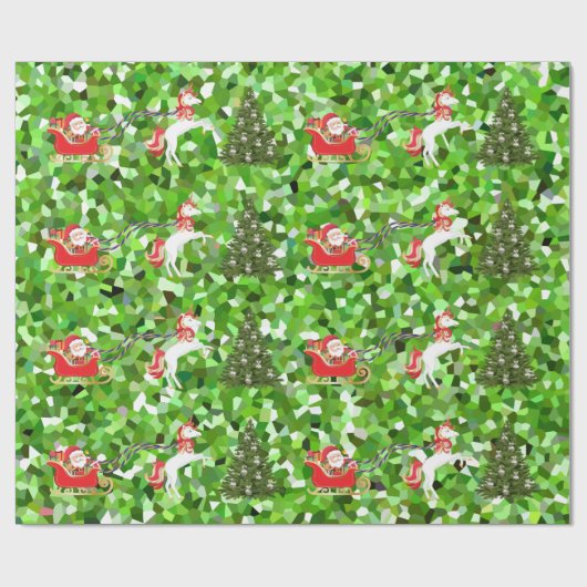 Unicorn Pulling Weihnachts-Weihnachtsgeschenke Geschenkpapier (Flach)