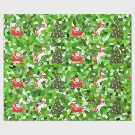 Unicorn Pulling Weihnachts-Weihnachtsgeschenke Geschenkpapier (Flach)