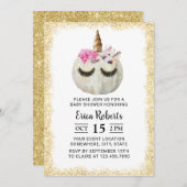 Unicorn Pumpkin Gold Glitzer Baby Shower Einladung (Vorne/Hinten)