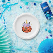 Unicorn Pumpkin Halloween Design Pappteller (Party)