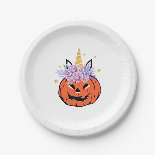 Unicorn Pumpkin Halloween Design Pappteller (Vorderseite)