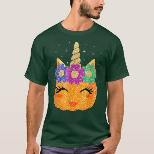 Unicorn Pumpkin Halloween Erntedank Girls T-Shirt