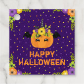 Unicorn Pumpkin Happy Halloween Lila Gefälligkeits Geschenkanhänger (Vorderseite)