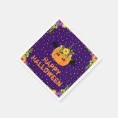 Unicorn Pumpkin Happy Halloween Lila Napkins Serviette (Ecke)