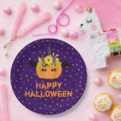 Unicorn Pumpkin Happy Halloween Lila Papierplatte Pappteller (Party)