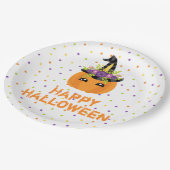 Unicorn Pumpkin Happy Halloween White Paper Teller (Schrägansicht)