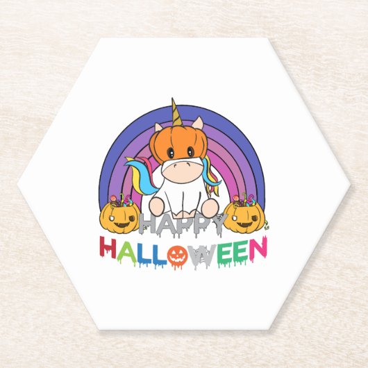 Unicorn Pumpkin Head For Halloween Untersetzer (Vorderseite)