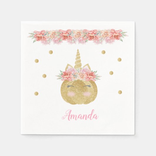 Unicorn Pumpkin Paper Napkin Serviette (Vorderseite)