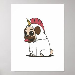 Unicorn Puppy   Niedlicher Mops Dog Lover Gift Poster