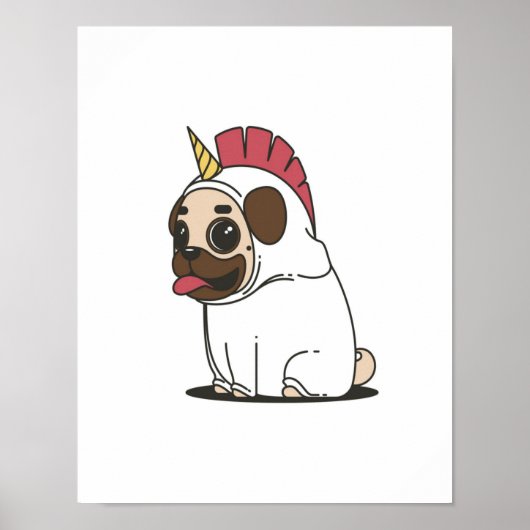 Unicorn Puppy | Niedlicher Mops Dog Lover Gift Poster (Vorne)