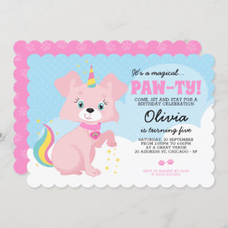Unicorn Puppy - Unipuppy Girly Birthday Einladung