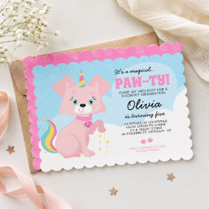 Unicorn Puppy - Unipuppy Girly Birthday Einladung