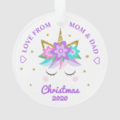 Unicorn Purple Flowers Stars Daughter Ornament (Rückseite)