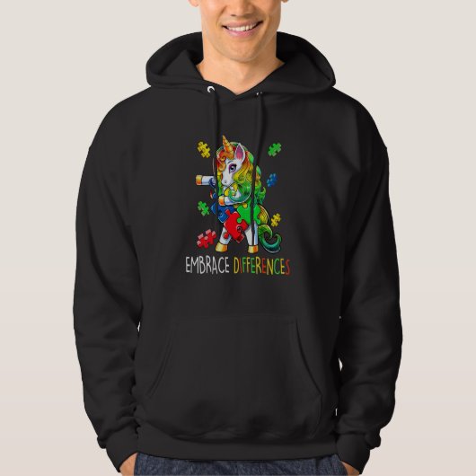 Unicorn Puzzle Autism Awareness Embrace Difference Hoodie (Vorderseite)