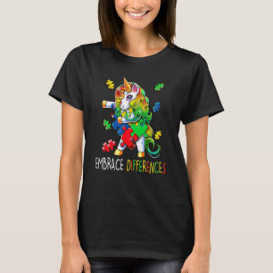 Unicorn Puzzle Autismus Bewusstsein Embrace Differ T-Shirt