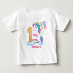 Unicorn Rainbow 1. Geburtstag Baby T-shirt