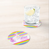 Unicorn rainbow 1st birthday party coasters runder pappuntersetzer (Vor Ort)