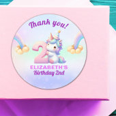 Unicorn Rainbow 2nd Birthday Party Decoration Runder Aufkleber