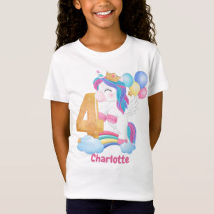Unicorn Rainbow 4. Geburtstag T-Shirt