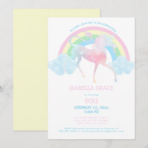 Unicorn Rainbow Baby Girl 1. Geburtstag Einladung