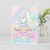 Unicorn Rainbow Baby Shower Einladung (Stehend Vorderseite)