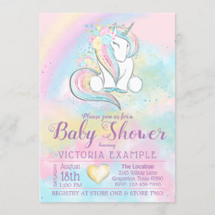 Unicorn Rainbow Baby Shower Einladung