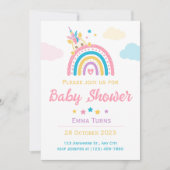 Unicorn Rainbow Baby Shower Girl Einladung (Vorderseite)