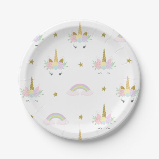 Unicorn Rainbow Baby Shower Paper Teller (Vorderseite)