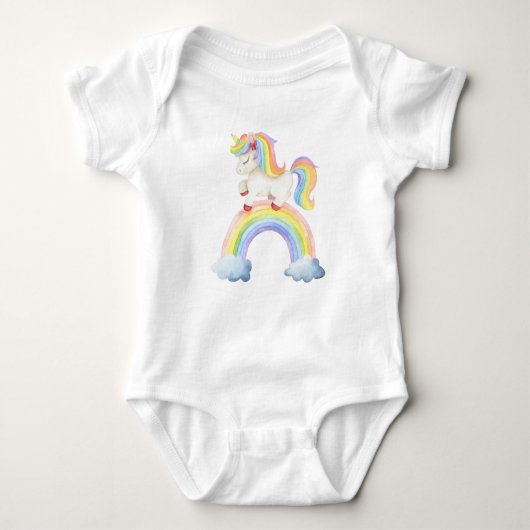 Unicorn Rainbow Baby Strampler (Vorderseite)