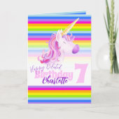 Unicorn rainbow belated 7th Birthday card Karte (Vorderseite)