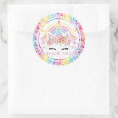 Unicorn Rainbow Birthday Danke Runder Aufkleber (Tasche)