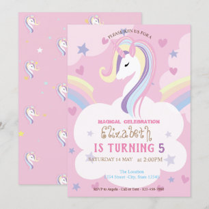 Unicorn Rainbow Birthday Einladung
