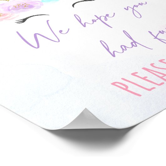 Unicorn Rainbow Birthday Fevor Sign Poster (Ecke)