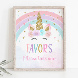 Unicorn Rainbow Birthday Fevor Sign Poster