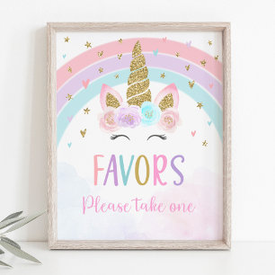 Unicorn Rainbow Birthday Fevor Sign Poster