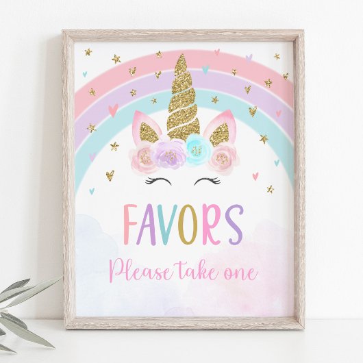 Unicorn Rainbow Birthday Fevor Sign Poster