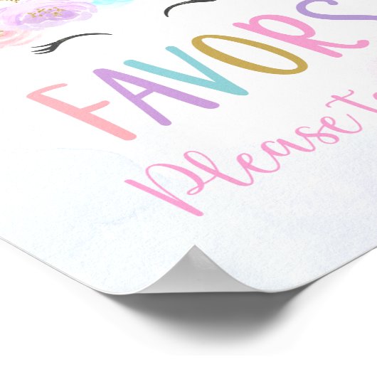 Unicorn Rainbow Birthday Fevor Sign Poster (Ecke)