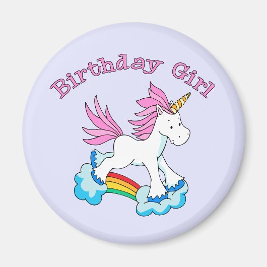 Unicorn Rainbow Birthday Girl Magnet (Vorne)