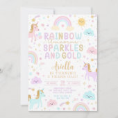 Unicorn Rainbow Birthday Invitation, 3rd Birthday  Einladung (Vorderseite)