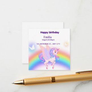 Unicorn Rainbow Birthday Invitation Enclosure Card Begleitkarte
