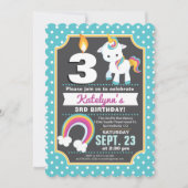 Unicorn & Rainbow Birthday Invitation Girl Einladung (Vorderseite)