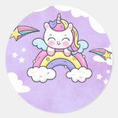 Unicorn Rainbow Birthday Invitation Sticker (Vorderseite)