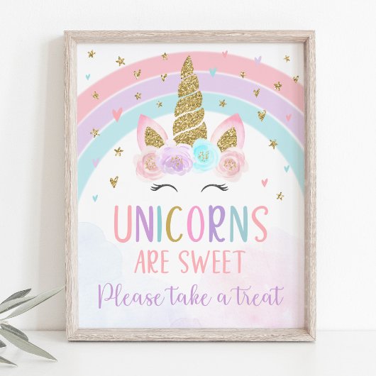 Unicorn Rainbow Birthday Leckerei Zeichen Poster