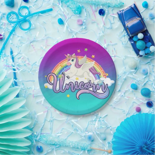 Unicorn Rainbow Birthday Magical Whimiscal Pappteller (Party)